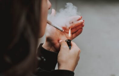 Woman smoking cigarette