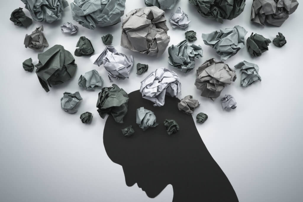Brain trash or waste concept: Anxiety, stress, depression, disease, dementia
