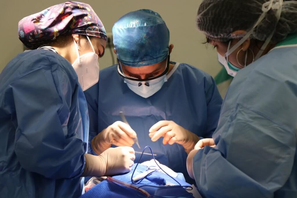Doctors and nurses performing surgery